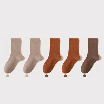 Women's Crew Socks - Premium Long Staple Cotton 5 Pairs Pack | Solid Color