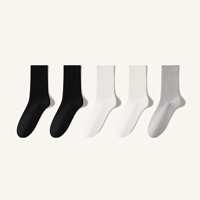 Men's 100% Cotton Crew Socks - Soft Breathable Solid Color 5 Pack