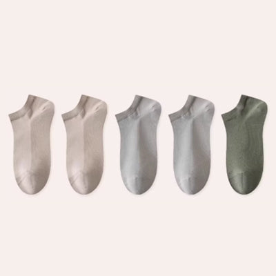 Men's Ankle Socks Long Staple Cotton 5 Pairs Mesh Solid Color