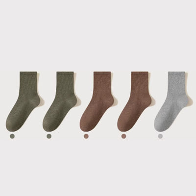 Men's Crew Socks - Premium Long Staple Cotton 5 Pairs Pack | Solid Color