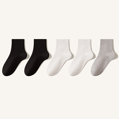 Men's Crew Socks - Premium Long Staple Cotton 5 Pairs Pack | Solid Color