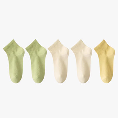 Women's Ankle Socks Long Staple Cotton 5 Pairs Solid Color