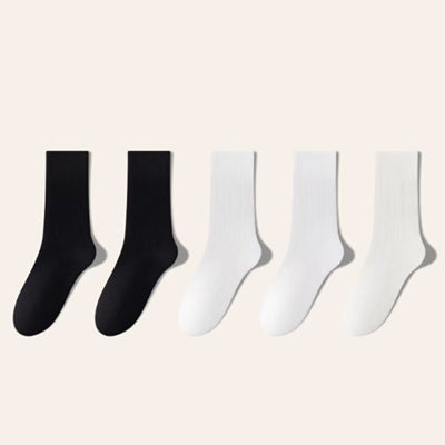 Women's Crew Socks - Premium Long Staple Cotton 5 Pairs Pack | Textured Solid Color