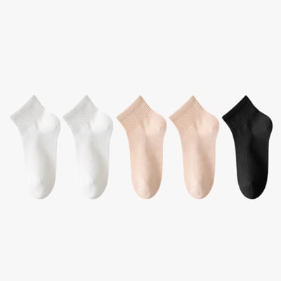 Women's Ankle Socks Long Staple Cotton 5 Pairs Solid Color