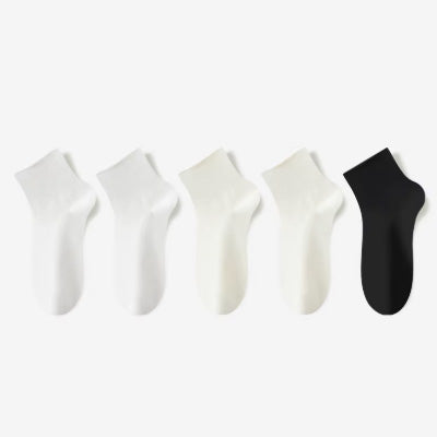 Women's Ankle Socks Long Staple Cotton 5 Pairs Solid Color
