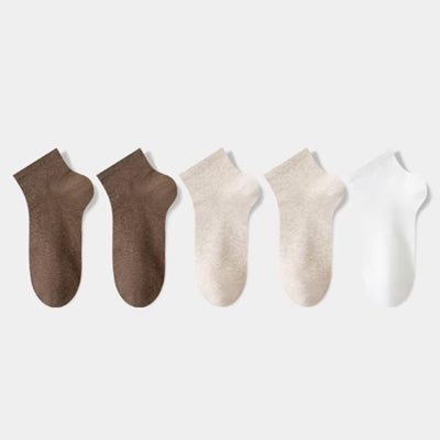 Men's Ankle Socks Long Staple Cotton 5 Pairs Solid Color