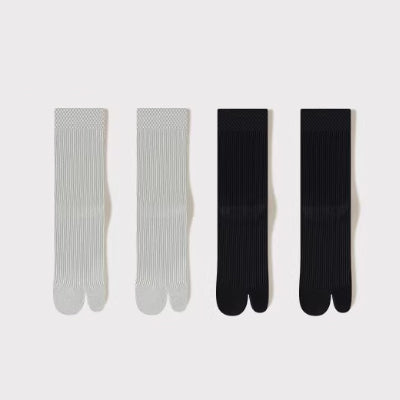 Women's Crew Socks Long Staple Cotton Split Toe Tabi 4 Pairs Solid Color