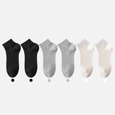 Men's Ankle Socks Long Staple Cotton 6 Pairs Solid Color