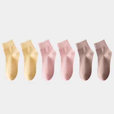 Women's Crew Socks Long Staple Cotton 6 Pairs Solid Color
