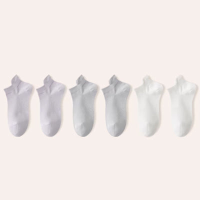 Women's Ankle Socks Long Staple Cotton 6 Pairs Solid Color Heel Tab