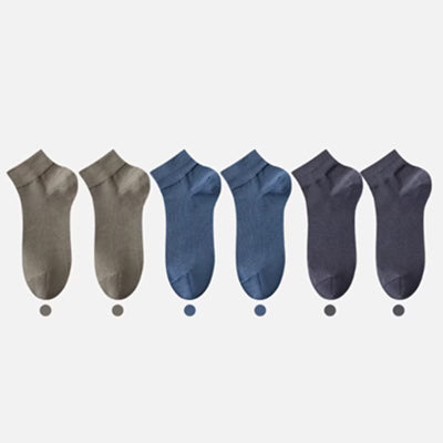 Men's Ankle Socks Long Staple Cotton 6 Pairs Solid Color