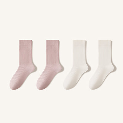 Women's Premium Cotton Crew Socks - Soft Textured Solid Color 5 Pack