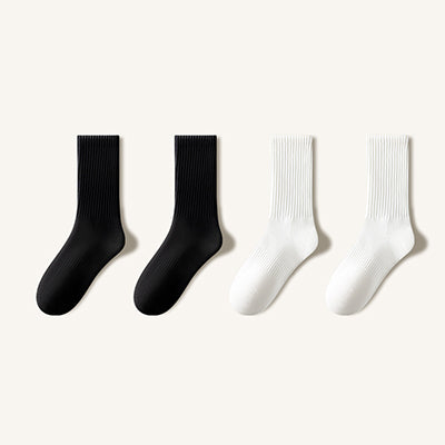 Men's Crew Socks Long Staple Cotton Winter Extra Thick Terry Lined 4 Pairs Thermal Solid Color