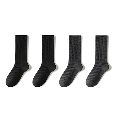 Women's Crew Socks - Premium Long Staple Cotton 4 Pairs Pack | Solid Color