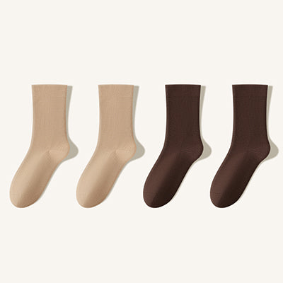 Women's Crew Socks - 100% Pure Cotton 4 Pairs Pack | Solid Color