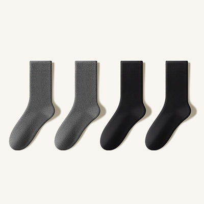 Men's Crew Socks Long Staple Cotton Winter Extra Thick Terry Lined 4 Pairs Thermal Solid Color