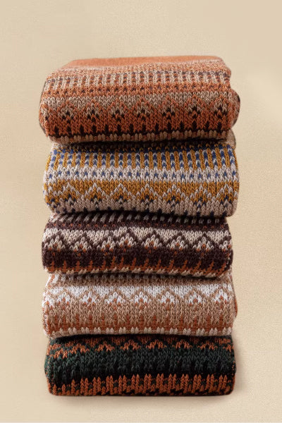 Women's Calf Socks Long Staple Cotton 2 Pairs Retro