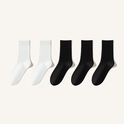 Women's 100% Cotton Crew Socks - Soft Breathable Solid Color 5 Pack