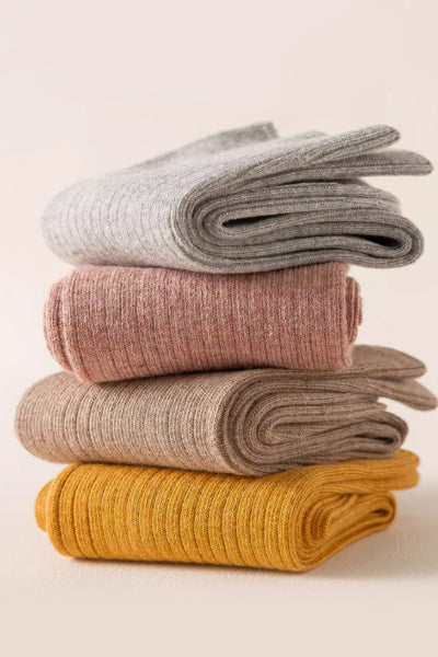 Women's Crew Socks Long Staple Cotton 5 Pairs Solid Color