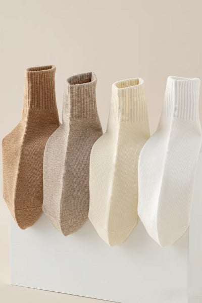 Women's Ankle Socks Long Staple Cotton 5 Pairs Solid Color