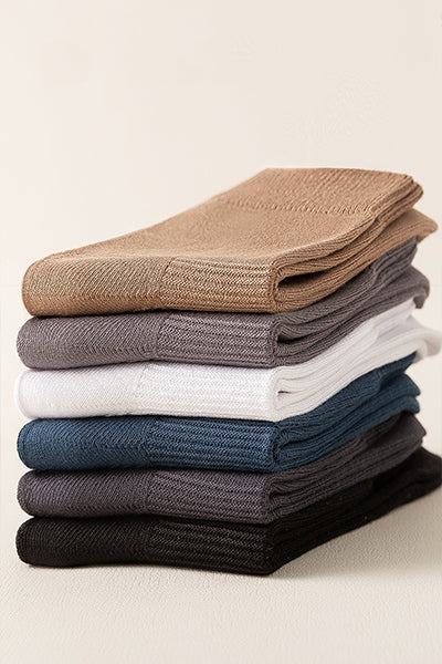 Men's Crew Socks - Premium Long Staple Cotton 5 Pairs Pack | Solid Color