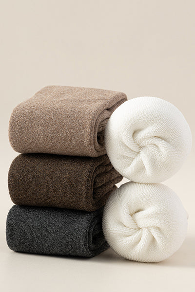 Women's Extra Thick Terry Lined Toe Socks - Thermal Solid Color Winter Socks 3 Pack