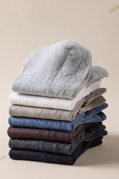 Men's Ankle Socks Long Staple Cotton 5 Pairs Solid Color Textured