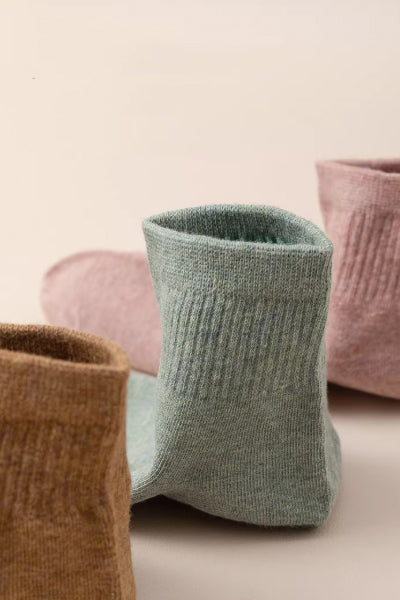 Women's Ankle Socks Long Staple Cotton 5 Pairs Solid Color