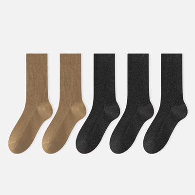 Women's Crew Socks Long Staple Cotton 5 Pairs Solid Color
