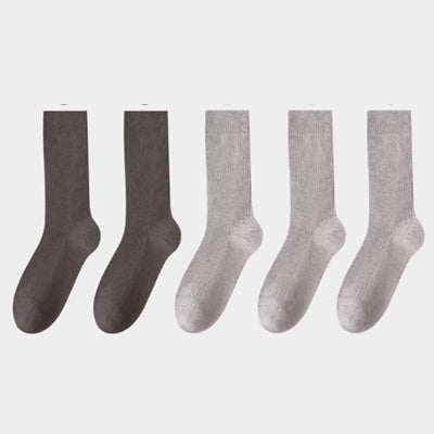 Women's Crew Socks Long Staple Cotton 5 Pairs Solid Color