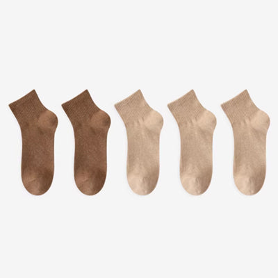 Men's Ankle Socks Long Staple Cotton 5 Pairs Solid Color