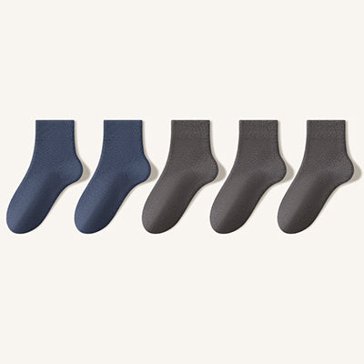Men's Crew Socks - Premium Long Staple Cotton 5 Pairs Pack | Solid Color