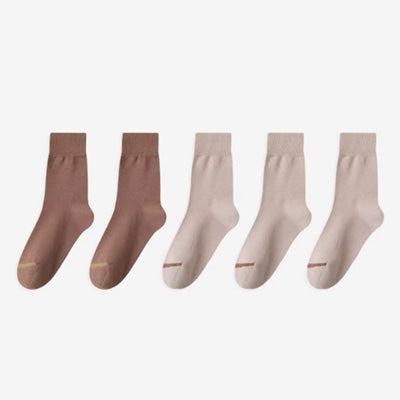 Women's Crew Socks Long Staple Cotton 5 Pairs Color Blocking