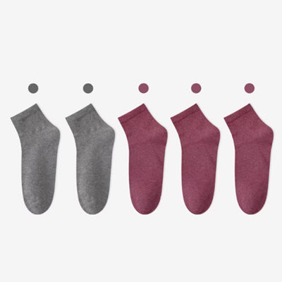 Women's Ankle Socks Long Staple Cotton 5 Pairs Solid Color