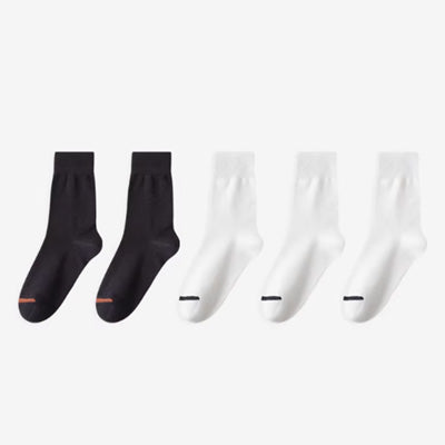 Women's Crew Socks Long Staple Cotton 5 Pairs Color Blocking