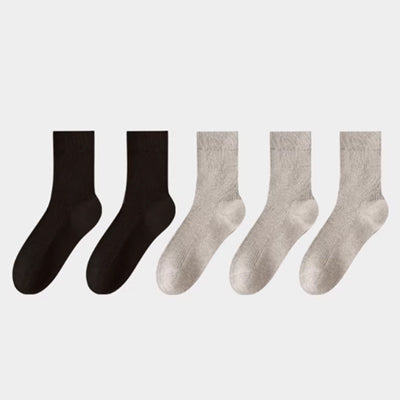 Women's Crew Socks Long Staple Cotton 5 Pairs Solid Color