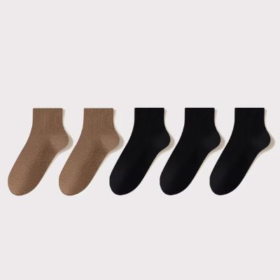 Women's Ankle Socks Long Staple Cotton 5 Pairs Solid Color