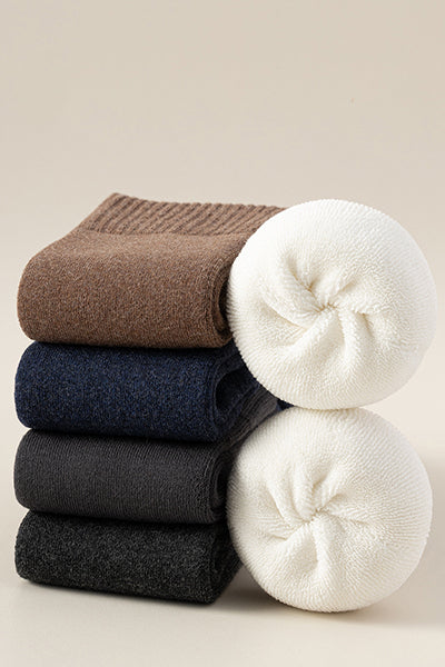 Men's Extra Thick Terry Lined Toe Socks - Thermal Solid Color Winter Socks 3 Pack