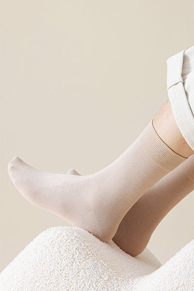 Men's 100% Cotton Crew Socks - Soft Breathable Solid Color 5 Pack