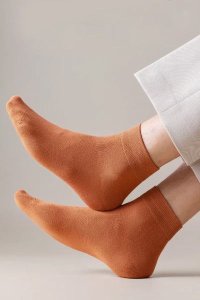 Men's Ankle Socks Long Staple Cotton 6 Pairs Solid Color