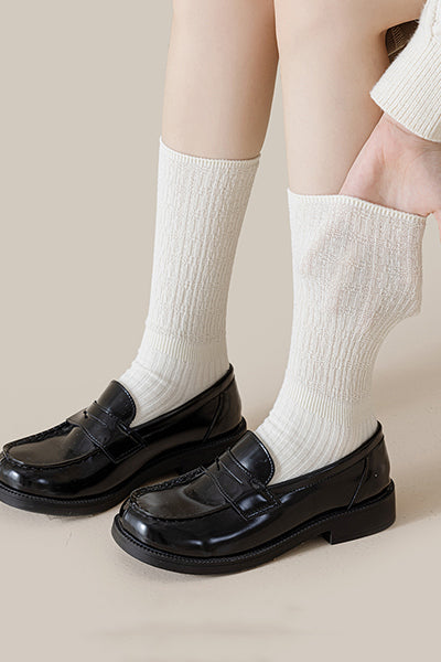 Women's Crew Socks - Premium Long Staple Cotton 4 Pairs Pack | Solid Color