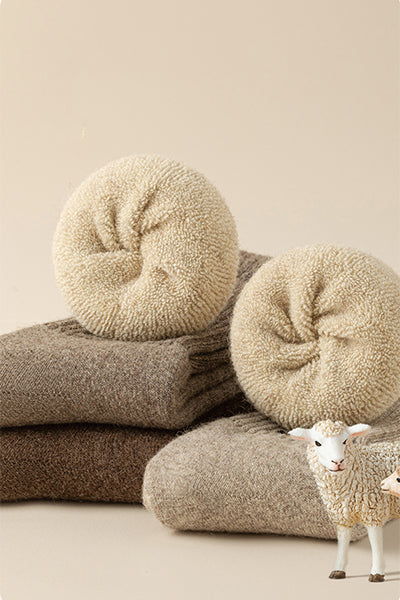 Women's Extra Thick Wool Crew Socks - Number Pattern Thermal Winter Socks 2 Pack