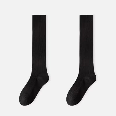 Women's Calf Socks - Premium Long Staple Cotton 2 Pairs Pack | Solid Color