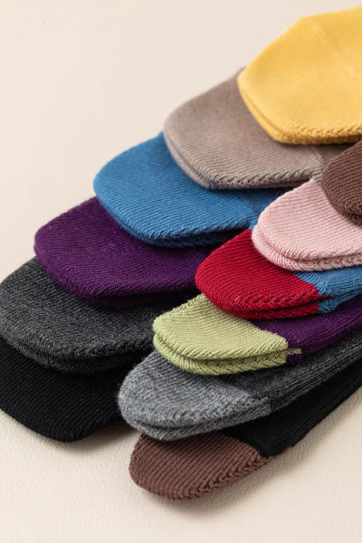 Women's Crew Socks - Premium Long Staple Cotton 3 Pairs Pack | Two-Toe Split Toe Color Block