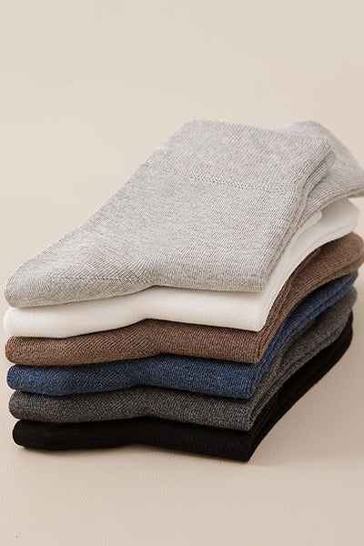 Men's Crew Socks - Premium Long Staple Cotton 5 Pairs Pack | Solid Color