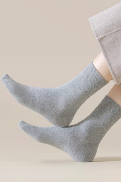 Women's Crew Socks - Premium Long Staple Cotton 5 Pairs Pack | Solid Color