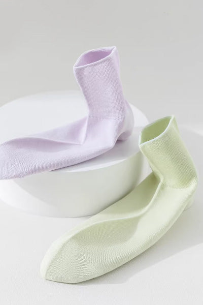 Women's Ankle Socks Long Staple Cotton 5 Pairs Solid Color