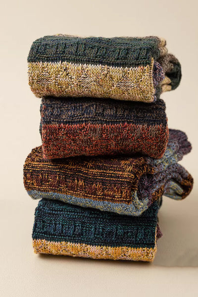 Women's Calf Socks Long Staple Cotton 2 Pairs Chunky Knit Retro