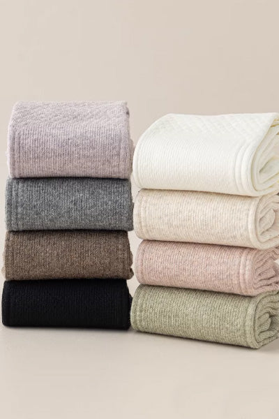 Women's Crew Socks Long Staple Cotton 5 Pairs Split Toe Five Finger Solid Color