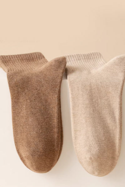 Men's Ankle Socks Long Staple Cotton 5 Pairs Solid Color